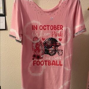 Gildan Pink Football Graphic Tee